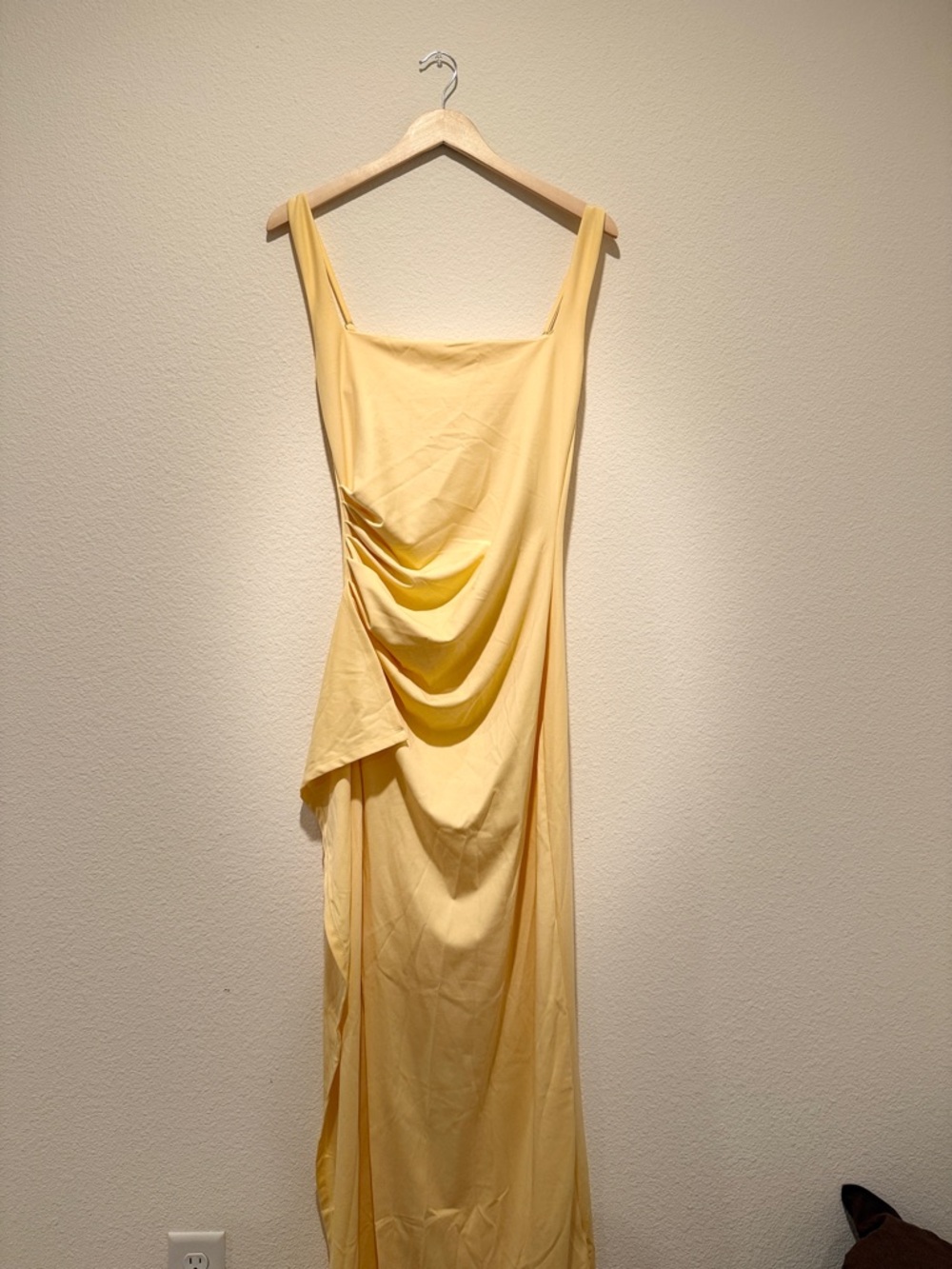 Yellow Draped Maxi Dress - Women's Sleeveless Slip Dress